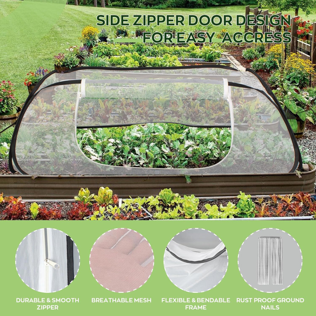 Pop Up Raised Garden Bed Cover -45''x22''x18'' Instant Plant Protection Against Bird, Pests & Squirrel，Plant Net Cover