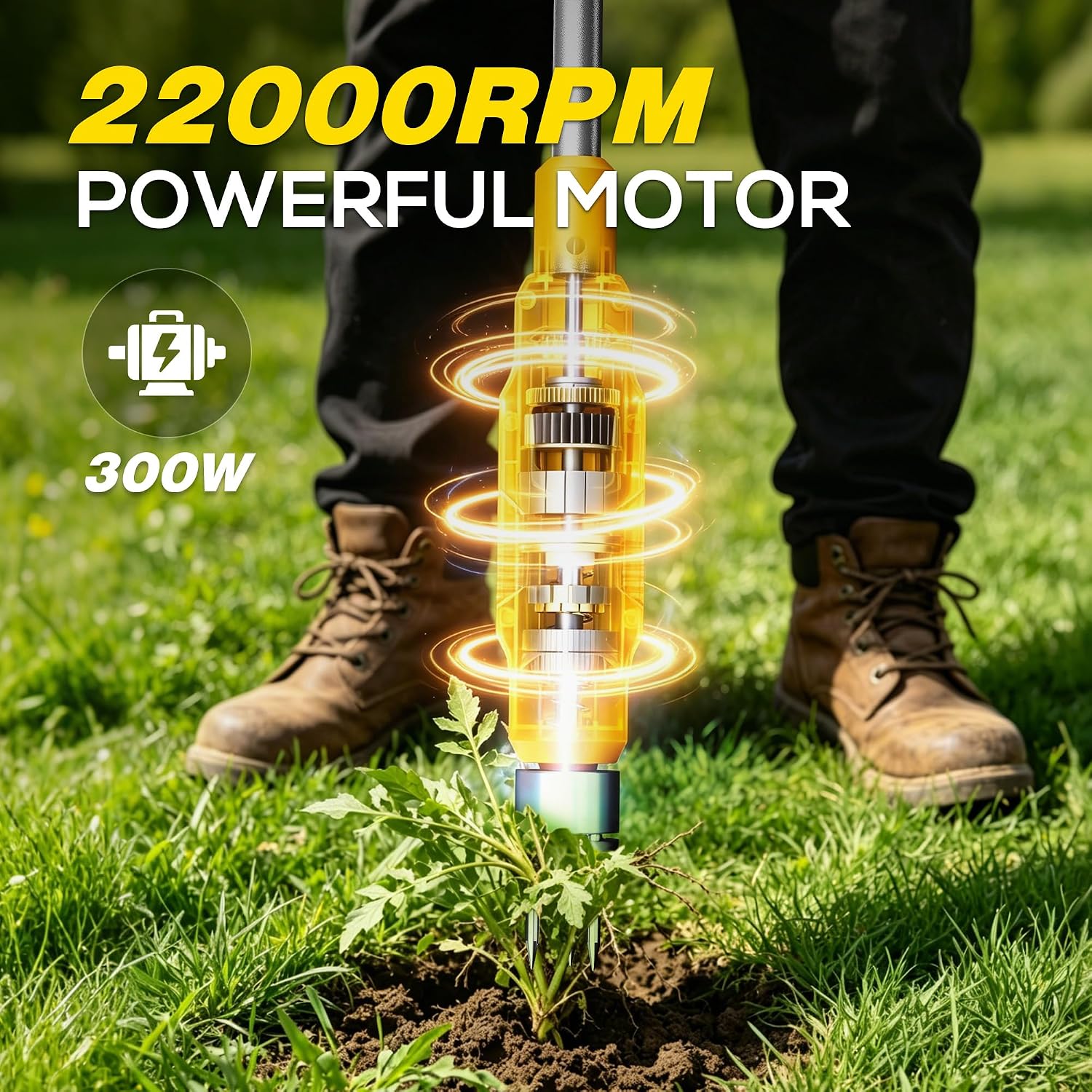 LITEKON Electric Cordless Weed Puller Tool, 20V Battery Powered Stand Up Weeder with 2.0Ah Battery & Fast Charger
