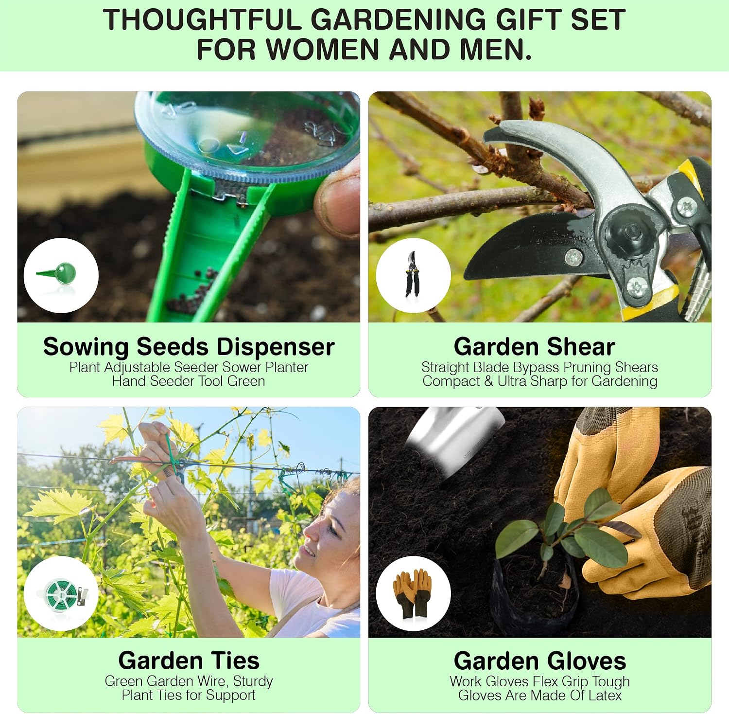 Garden Tools Set – Premium Stainless Steel Gardening Hand Tools with Solid Beechwood Handle – Gardening Kit with Rake