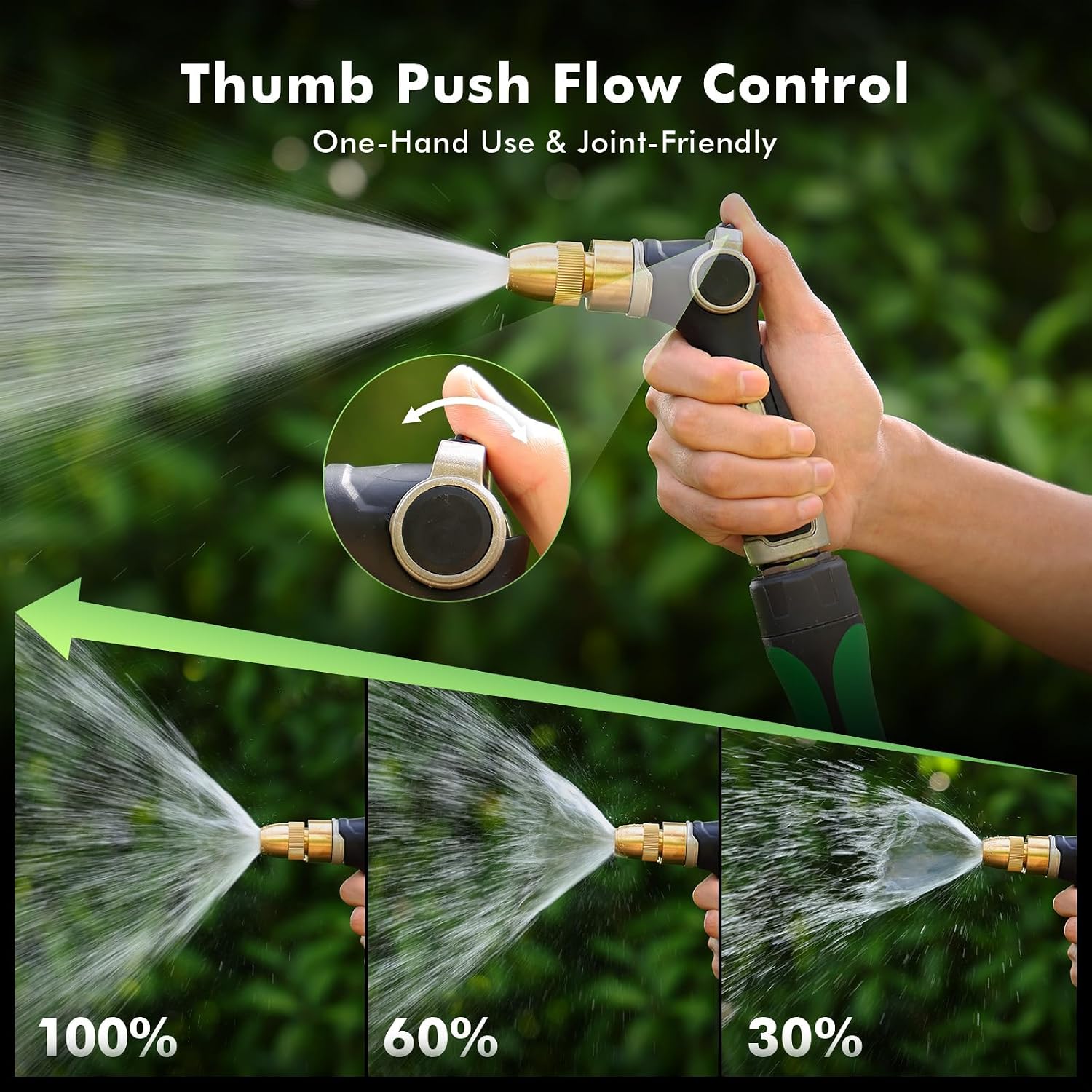 RESTMO Garden Hose Nozzle, Heavy Duty Water Hose Sprayer for Outdoor | Zinc Alloy Metal, Thumb Control, Precise Flow