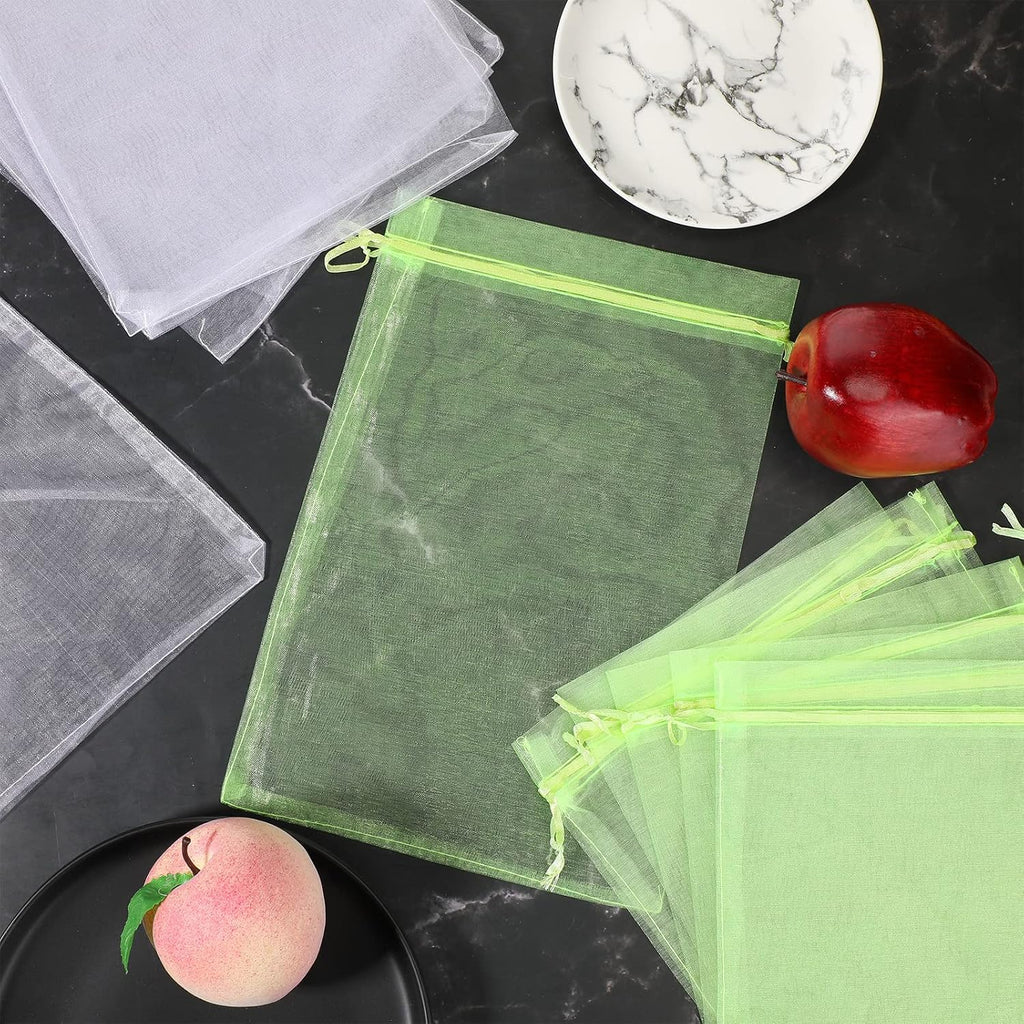 Woanger 300 Pcs Fruit Protection Bags 6 x 8'' Fruit Bags for Fruits Trees Green Netting Fruits Cover Bag with