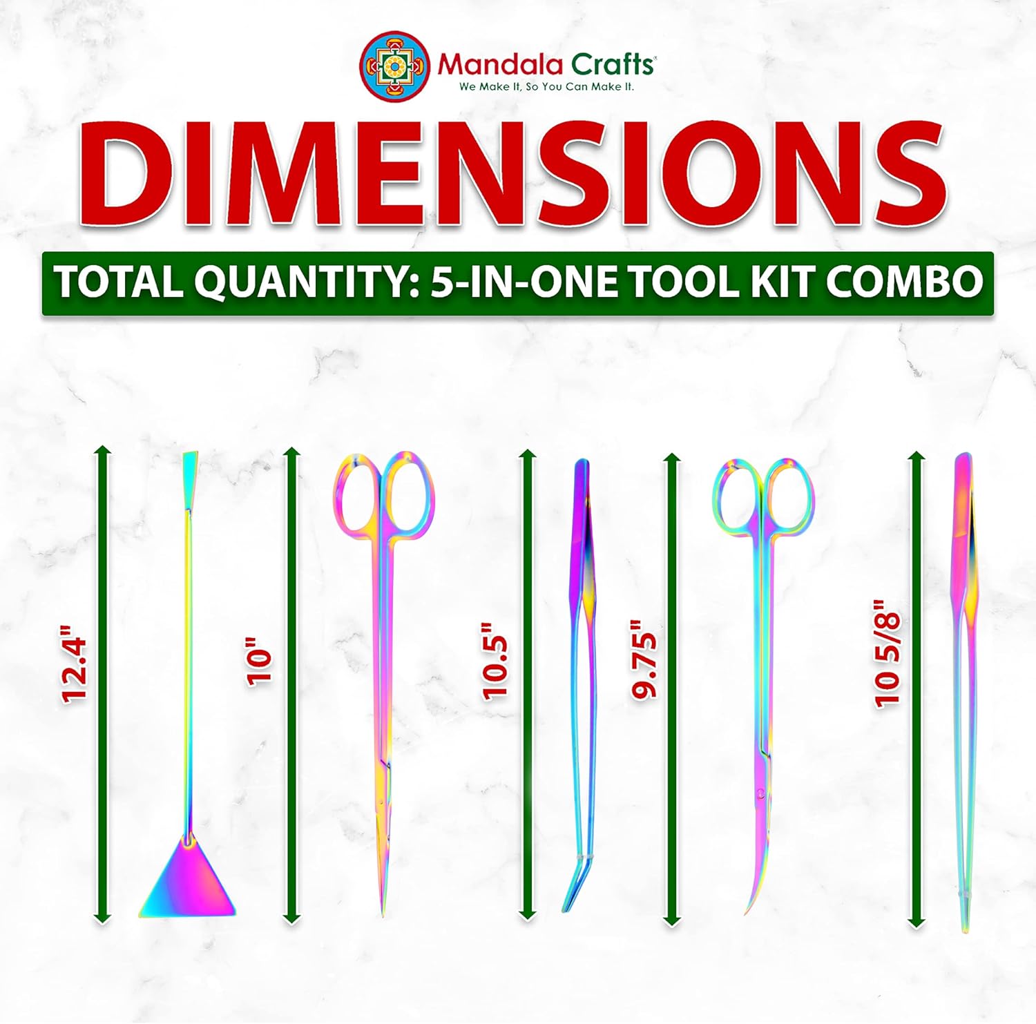 Mandala Crafts Rainbow 12 in Aquascaping Tool Kit for Aquarium Terrariums | Rust Resistant Stainless Steel Spatula