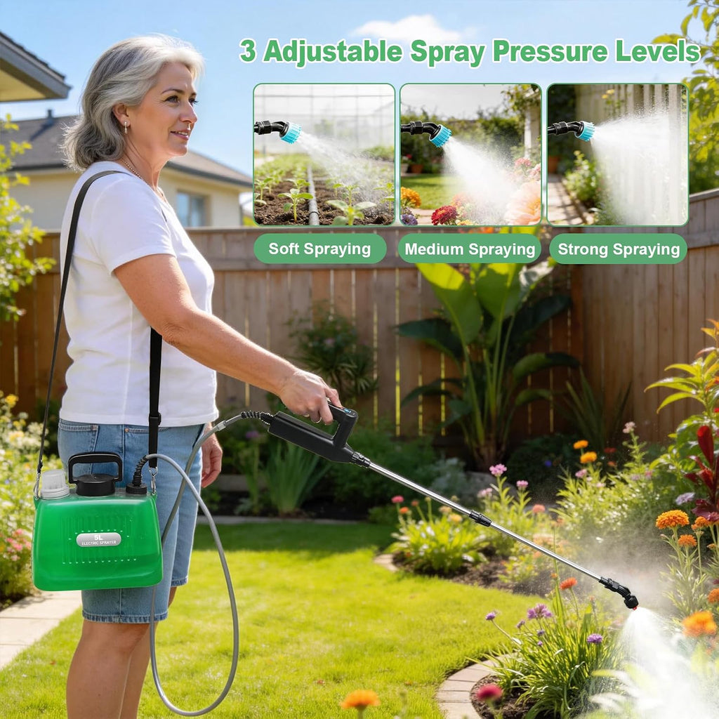 SideKing Battery Powered Sprayer 1.35 Gallon, 3 Adjustable Pressure Electric Weed Sprayer with Battery Indicator