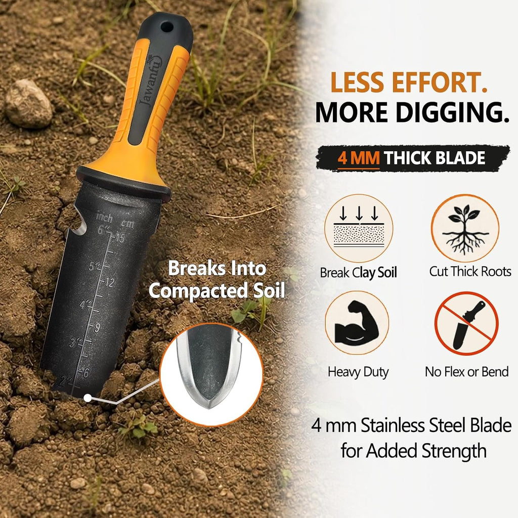 Garden Knife, Hori Hori Garden Tool for Digging, Weeding, Planting | Heavy-duty, 7" Stainless Steel Blade, Sharp