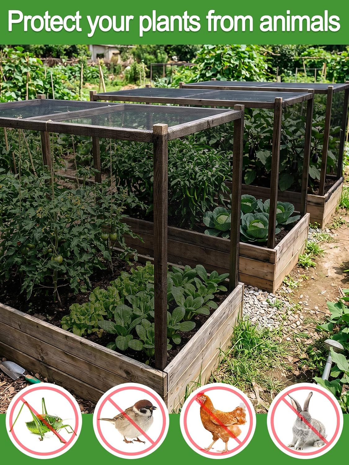 10x20ft Strong PP Nanocomposite Mosquito Net Garden Netting, Black | Clear View, Ultra-fine Mesh, Tear-resistant, Bird