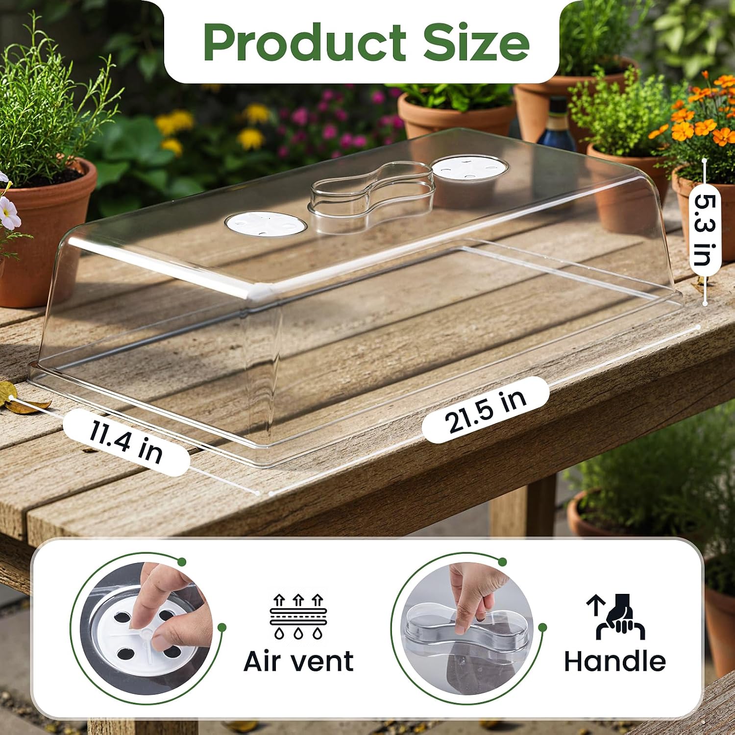 ZJP 20-Pack Heavy Duty 1020 Seed Starter Trays with 5" Humidity Domes, Thick Plant Propagation Trays with Clear Domes