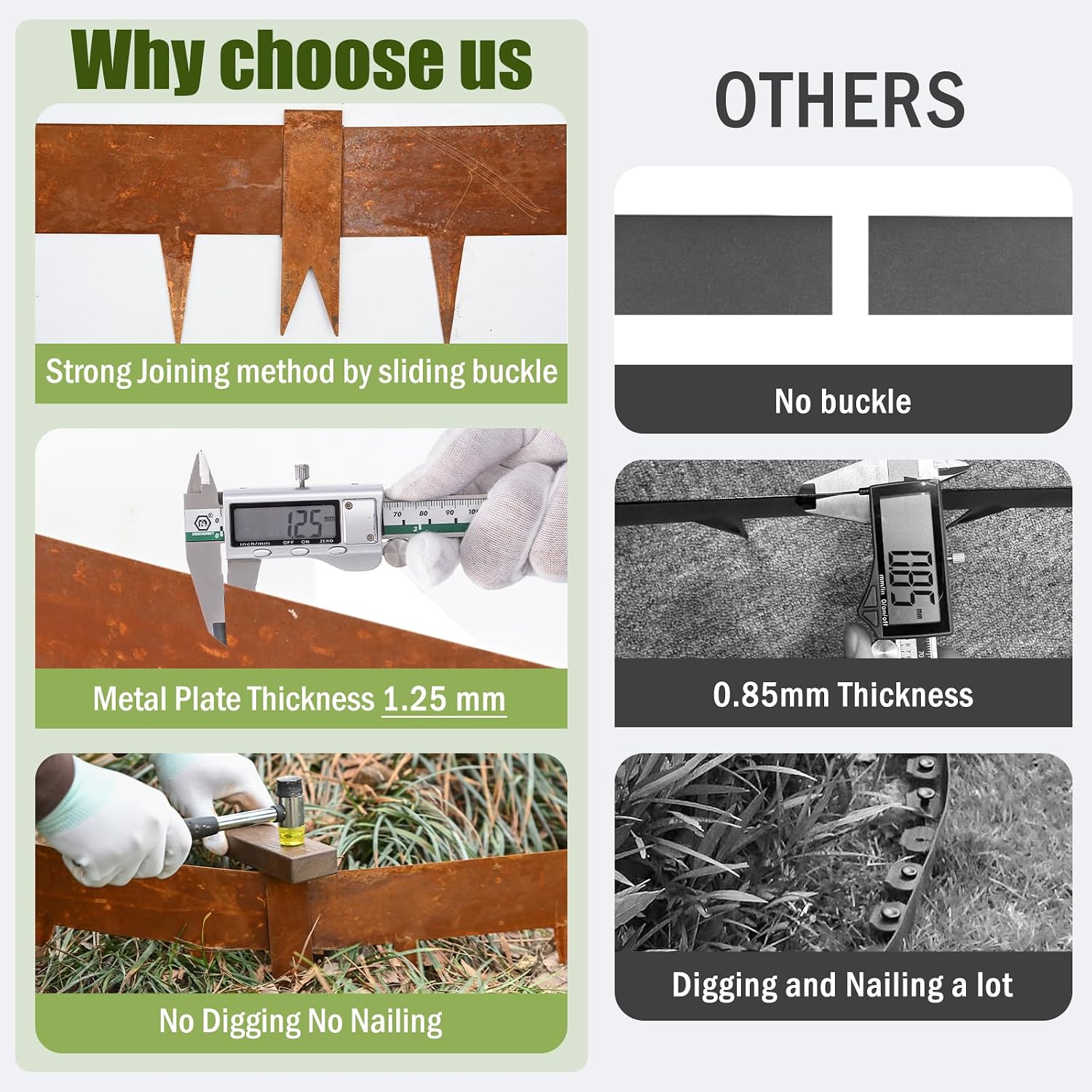 33ft. Metal Landscape Edging 5 inch, Decorate Lawn Yard and Fence | Bendable Hammer-in Cor-Ten Steel Garden Landscape