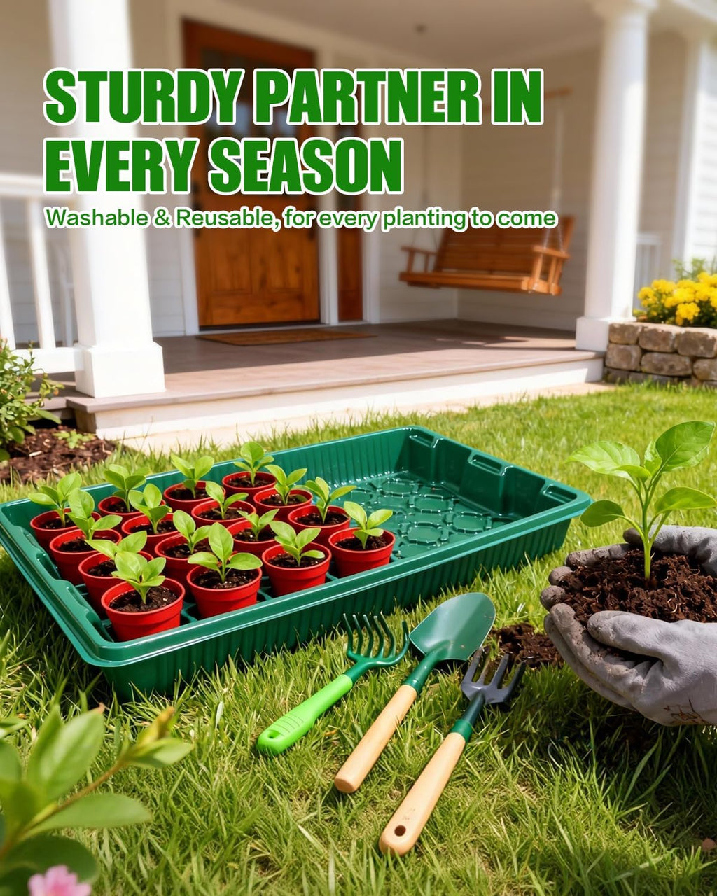 10 Pack 14.8"x9.6" Seed Starter Trays No Drain Holes for Microgreens | No Drain Holes, Thicken Reusable, Ideal for Seed