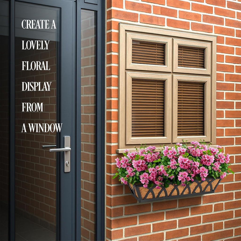 4 Pack 32IN Window Box Planter Basket w/Adjustable Brackets (S1) | Adjustable Brackets, Hanging Flower Planter Basket