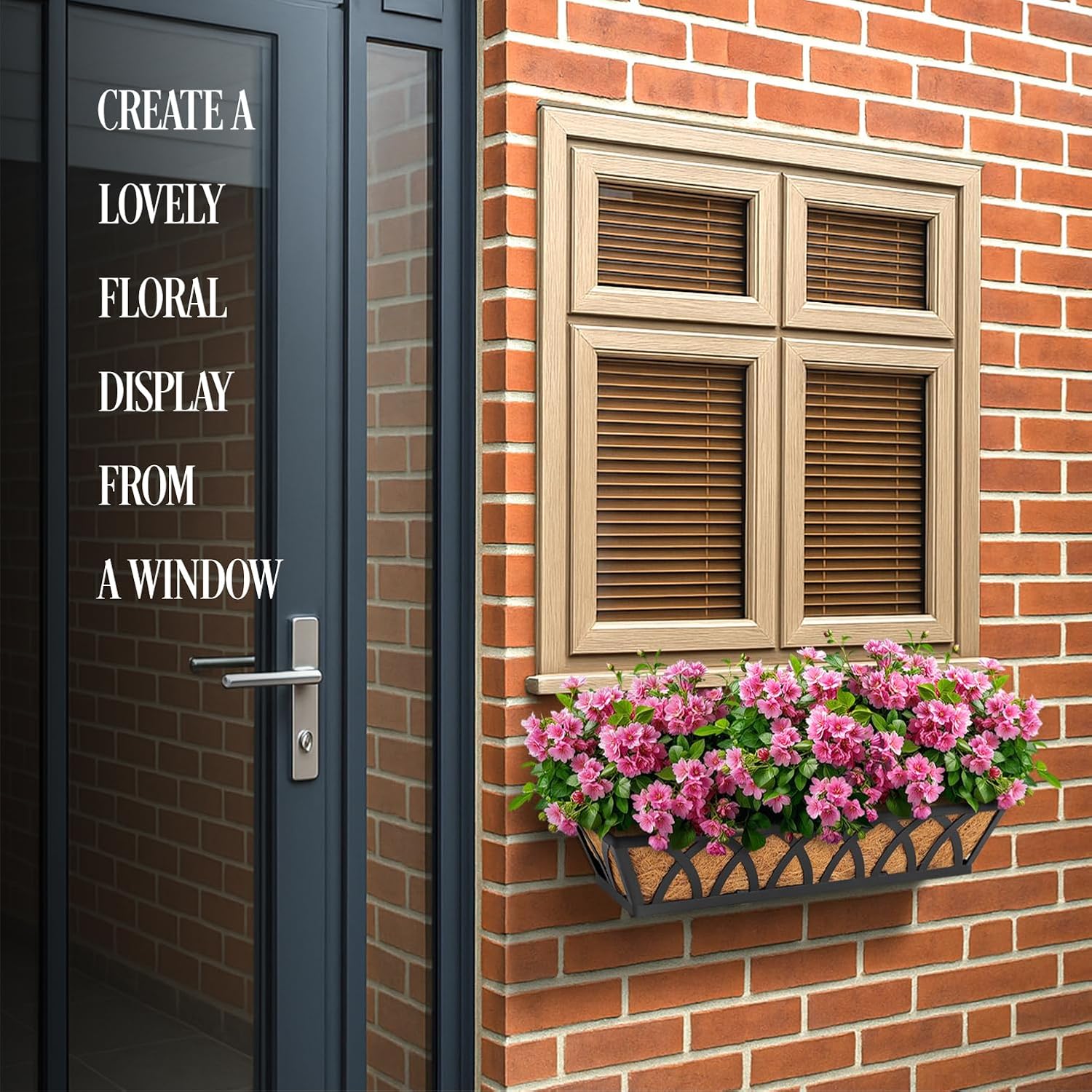 4 Pack 32IN Window Box Planter Basket w/Adjustable Brackets (S1) | Adjustable Brackets, Hanging Flower Planter Basket
