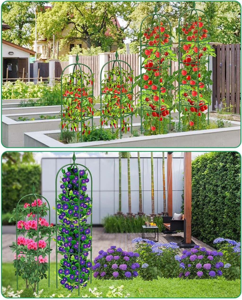 MYMULIKE 2 Pack Garden Obelisk Trellis for Climbing Plants Outdoor & Indoor - 6Ft Rustproof Garden Trellis Plant