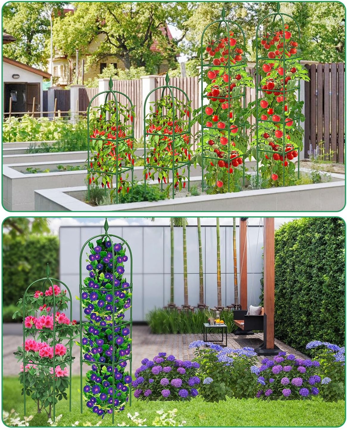 MYMULIKE 2 Pack Garden Obelisk Trellis for Climbing Plants Outdoor & Indoor - 6Ft Rustproof Garden Trellis Plant