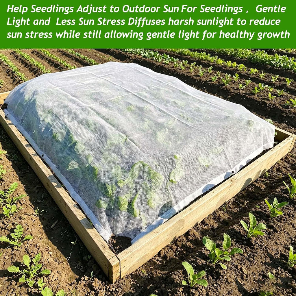 Wenfan 9.84 * 13.12Ft White Shade Cloth for Garden Plant Shade Nylon Cloth with Grommets Plant Sun Protection Shelter