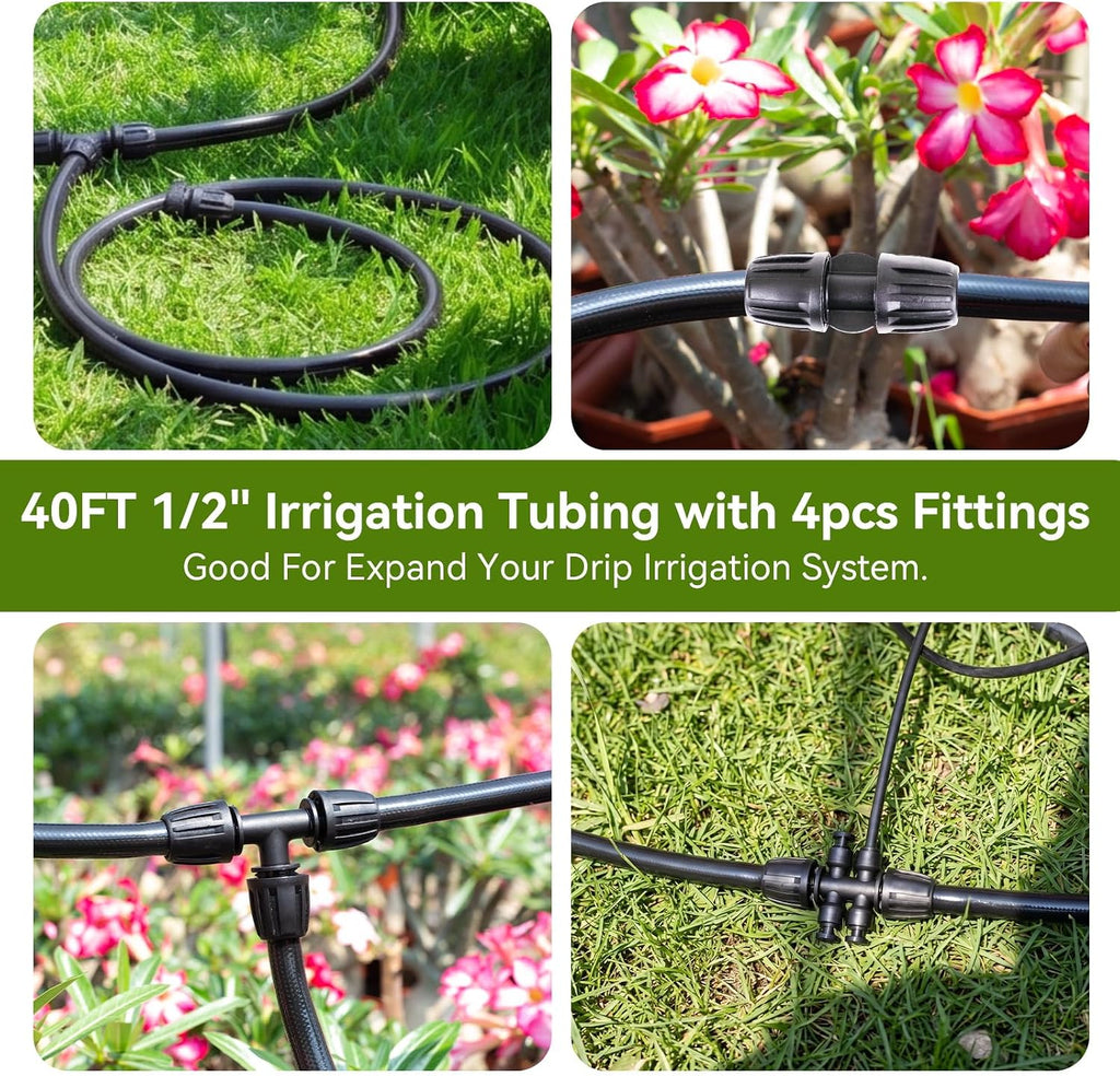 Inntop 40FT 1/2 Inch Drip Irrigation Tubing Extension Hose, 1/2" Main Line Watering Tube for Expanding Garden