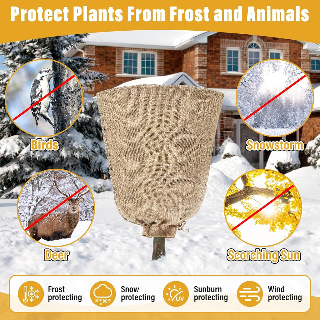 Riare 4 Packs 32 × 40 Inch Large Winter Plant Cover Bags with Drawstring