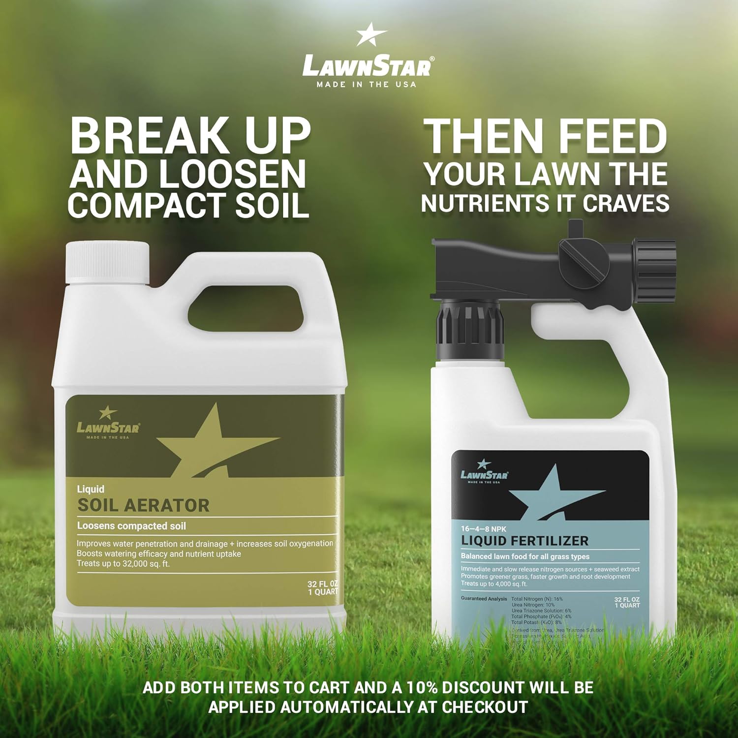 Liquid Lawn Aerator, Loosens and Conditions Compacted Soil, 32oz | LawnStar Liquid Aeration, Covers 32,000 sq ft