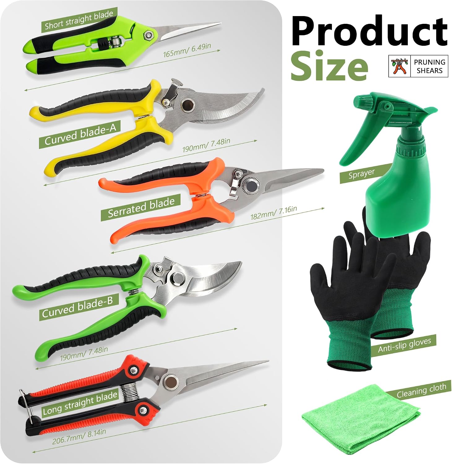 15Pcs Garden Tool Set Heavy Duty Stainless Steel Gardening Hand Tools with 5 Garden Shears Non-Slip Rubber Grip Spade