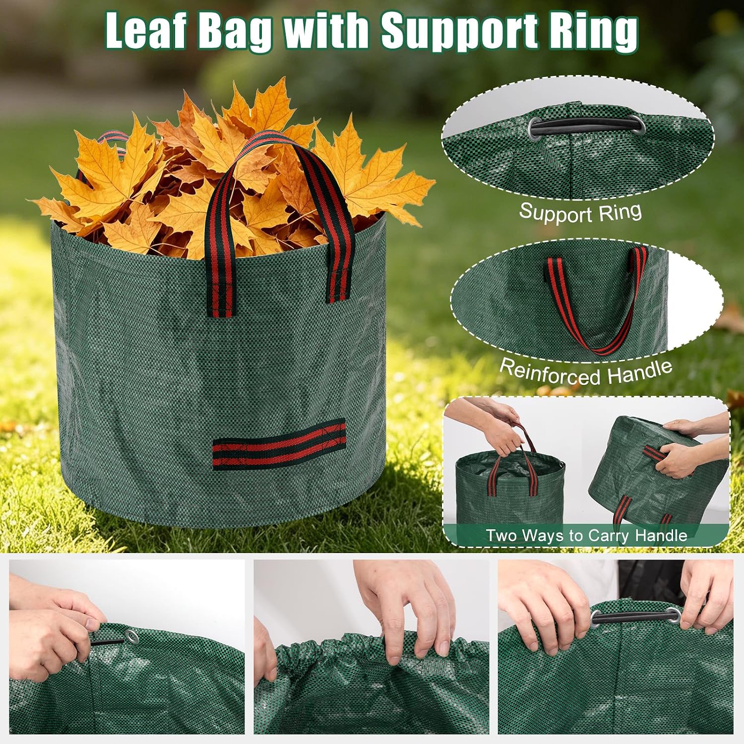 10Pcs Kids Adjustable Garden Leaf Rake Set, with Bag & 3 Hand Tools | 25-34"Adjustable Plastic Rake, Detachable