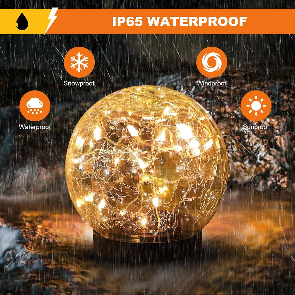 Solar Globe Lights Outdoor Waterproof-Solar Balls-Solar Garden Lights Orbs | Solar Globe Lights for Outside 6 Pack