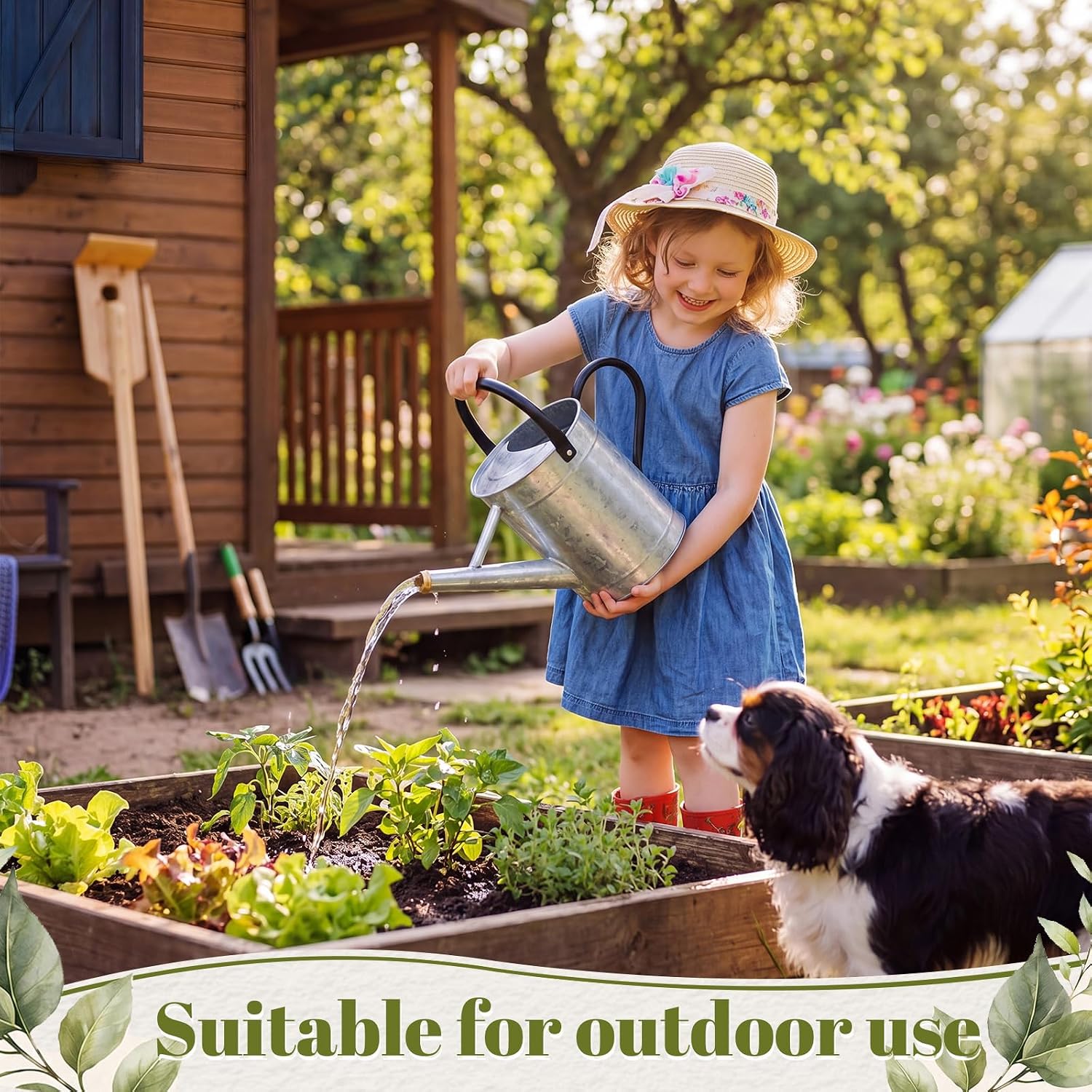 4 Pcs 1 Gallon Metal Watering Can for Indoor Outdoor Plants, Galvanized Garden Water Can with Long Spout and Dual