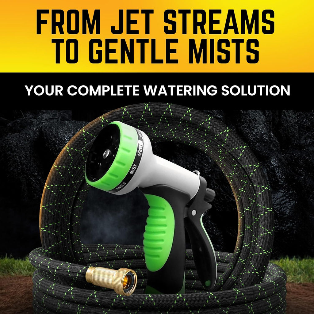 Garden Hose, NON-EXPANDABLE 25 Feet Premium Quality Stainless Steel Metal Water Hose with Durable Fabric Skin, Hose For