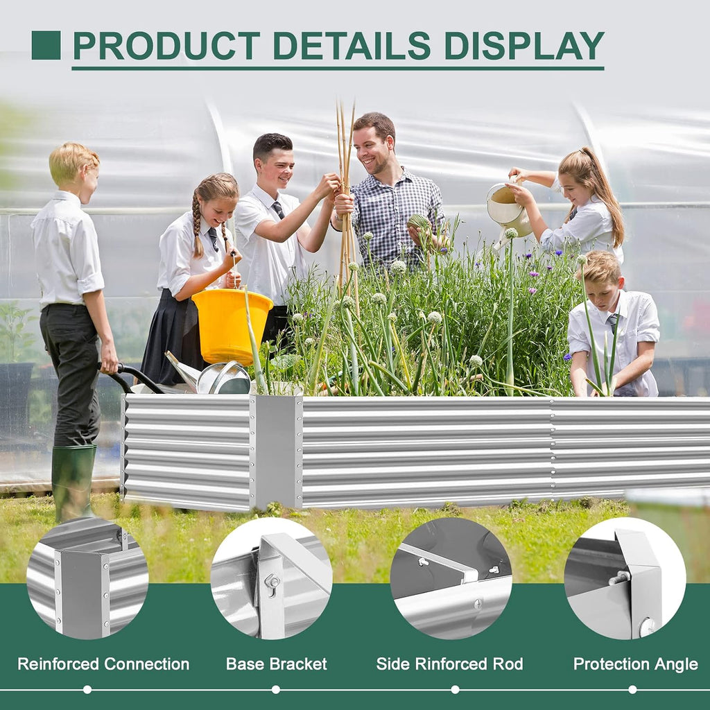 Land Guard 8×4×2 ft Galvanized Raised Garden Bed Kit, Galvanized Planter Raised Garden Boxes Outdoor, Large Metal