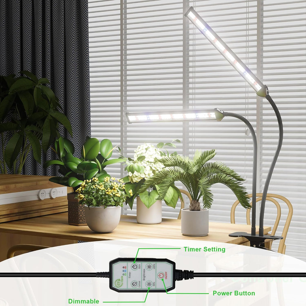 LED Grow Light,White Full Spectrum Clip Plant Growing Lamp | Desk Lamp with High Power Red Blue LEDs for Indoor