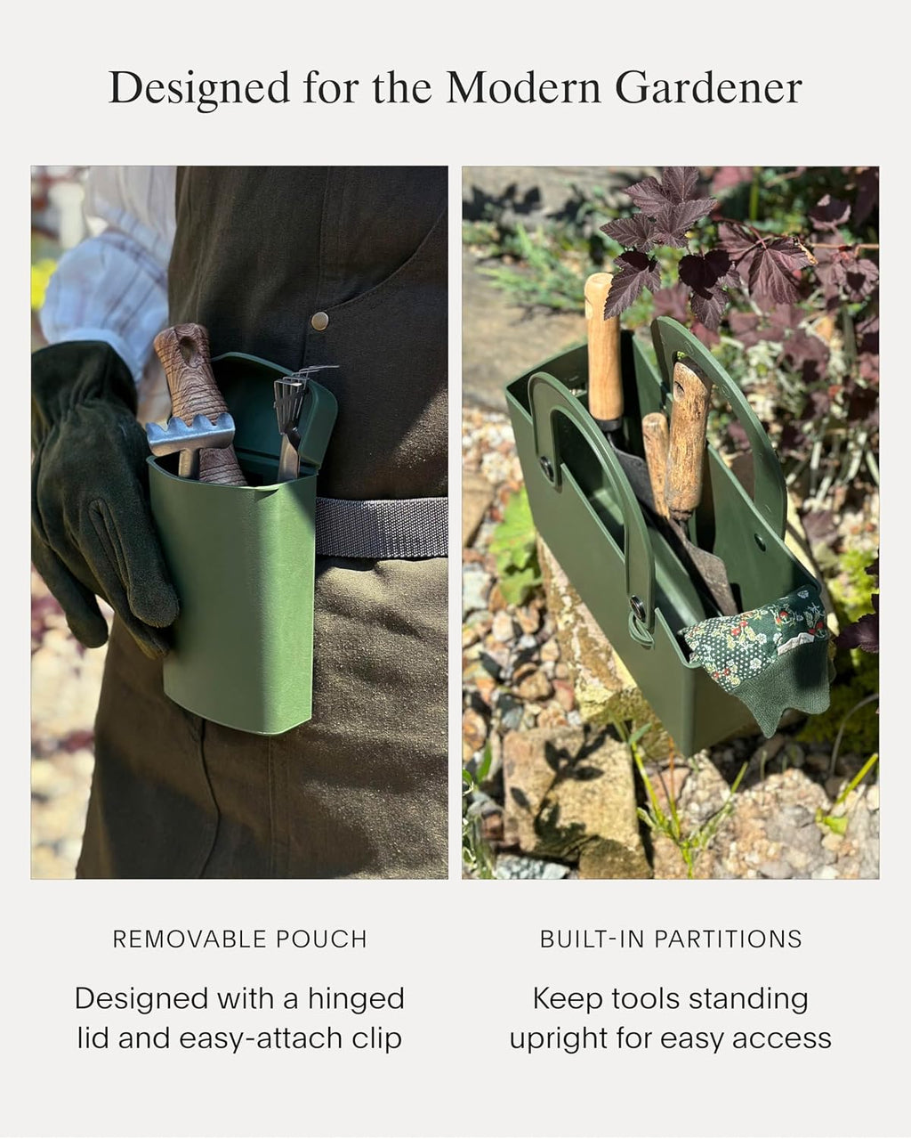 Hachiman Garden Tool Bag, Waterproof Gardening Tote | Interior Partition and Removable Pouch, Indoor Outdoor Use, Tools