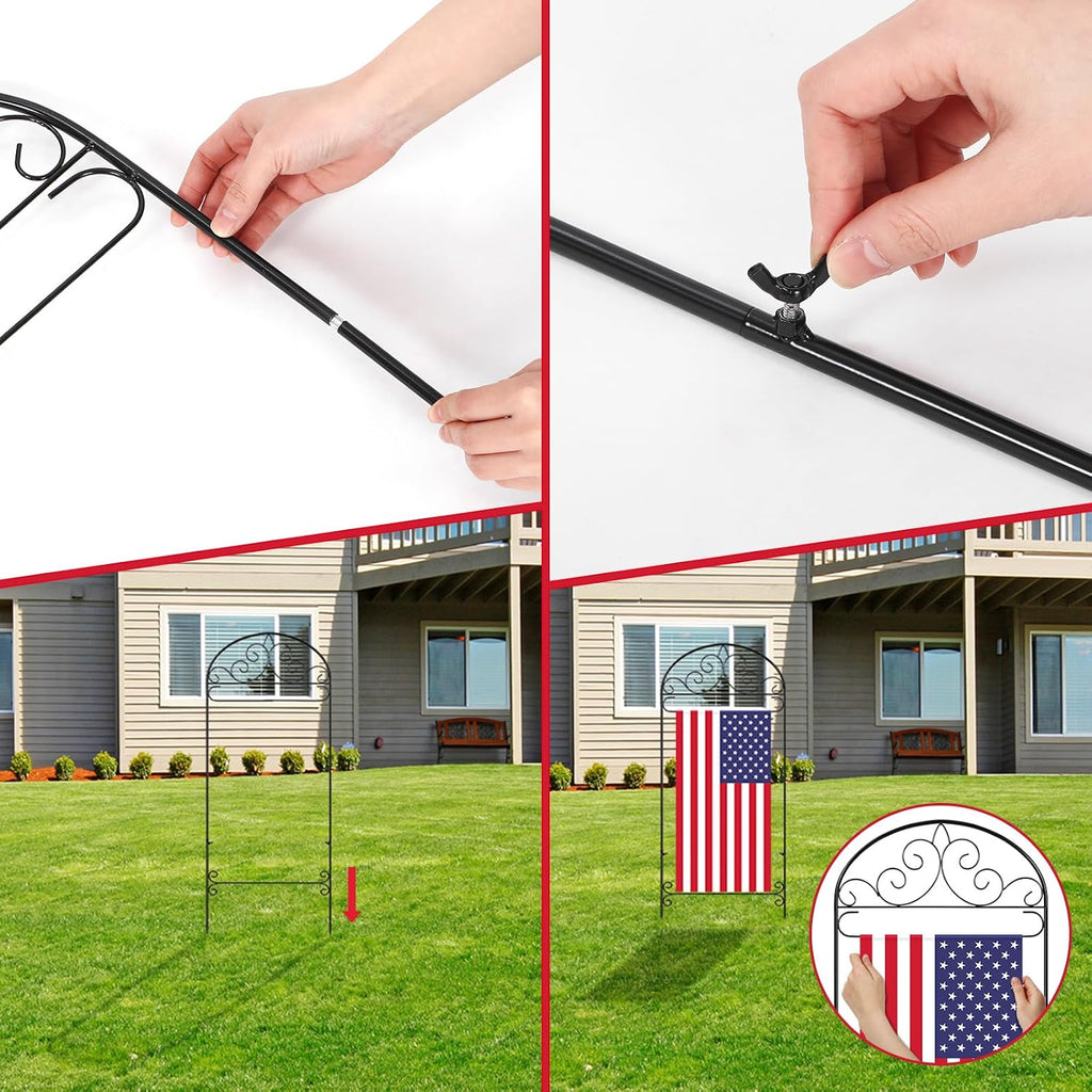CroBlissful Garden Flag Holder Stand Garden Yard Flag Pole Stake Fits Max 14 x 25 Inch for Outside House Yard Lawn