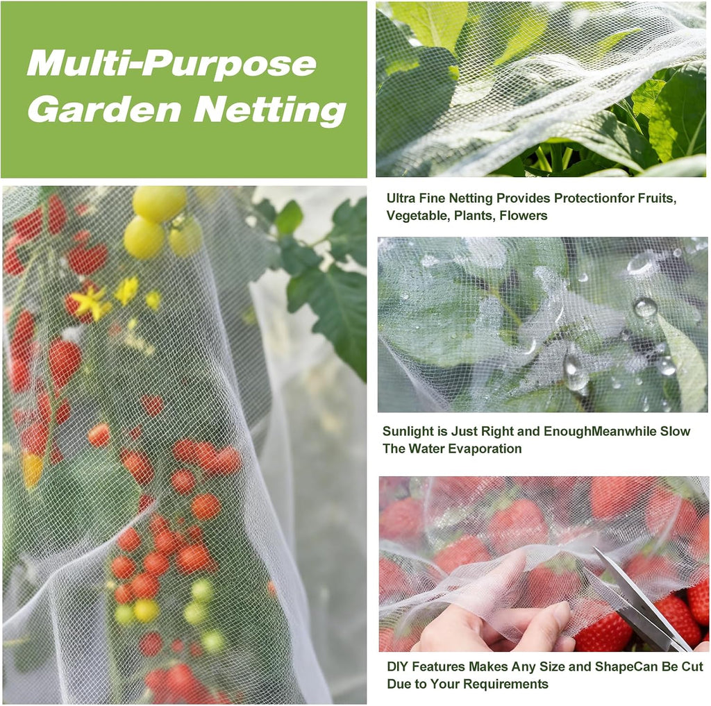 Ultra Fine Garden Netting,10'x49' Plant Netting Pest Barrier for Garden Protection Row Cover Raised Bed Screen Mesh