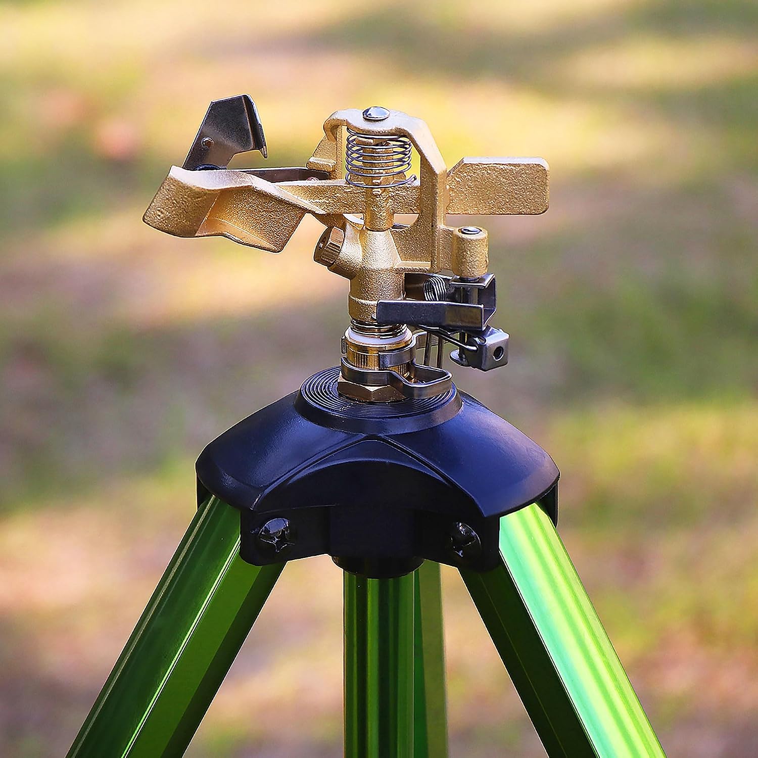 Triumpeek Impact Sprinkler on Tripod Base with Stakes, 1 Count | 360 Degree Large Area Coverage Irrigator, Extension