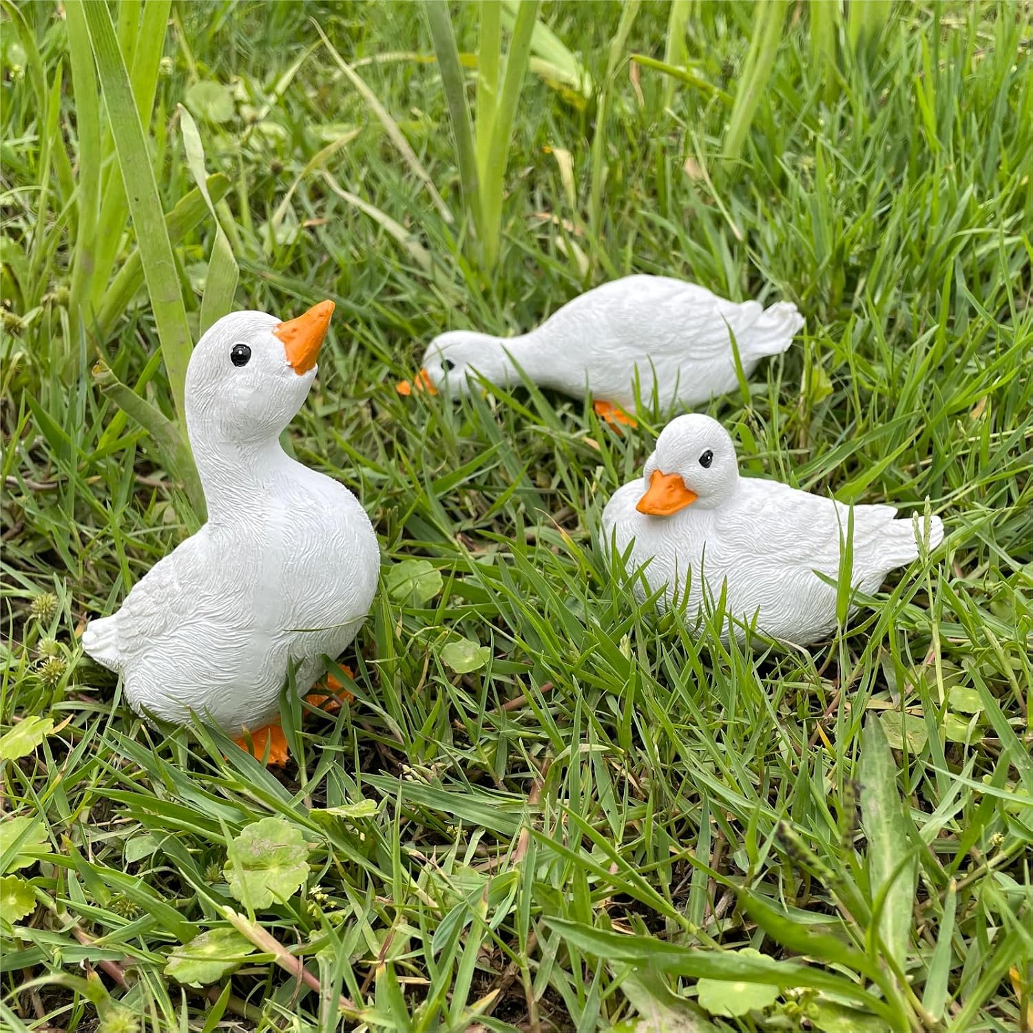 3PCS Duck Statues Resin Ducks Outdoor Garden Yard Porch Duck Pond Decor | Duck Goose Sculpture Ornaments, Suitable for
