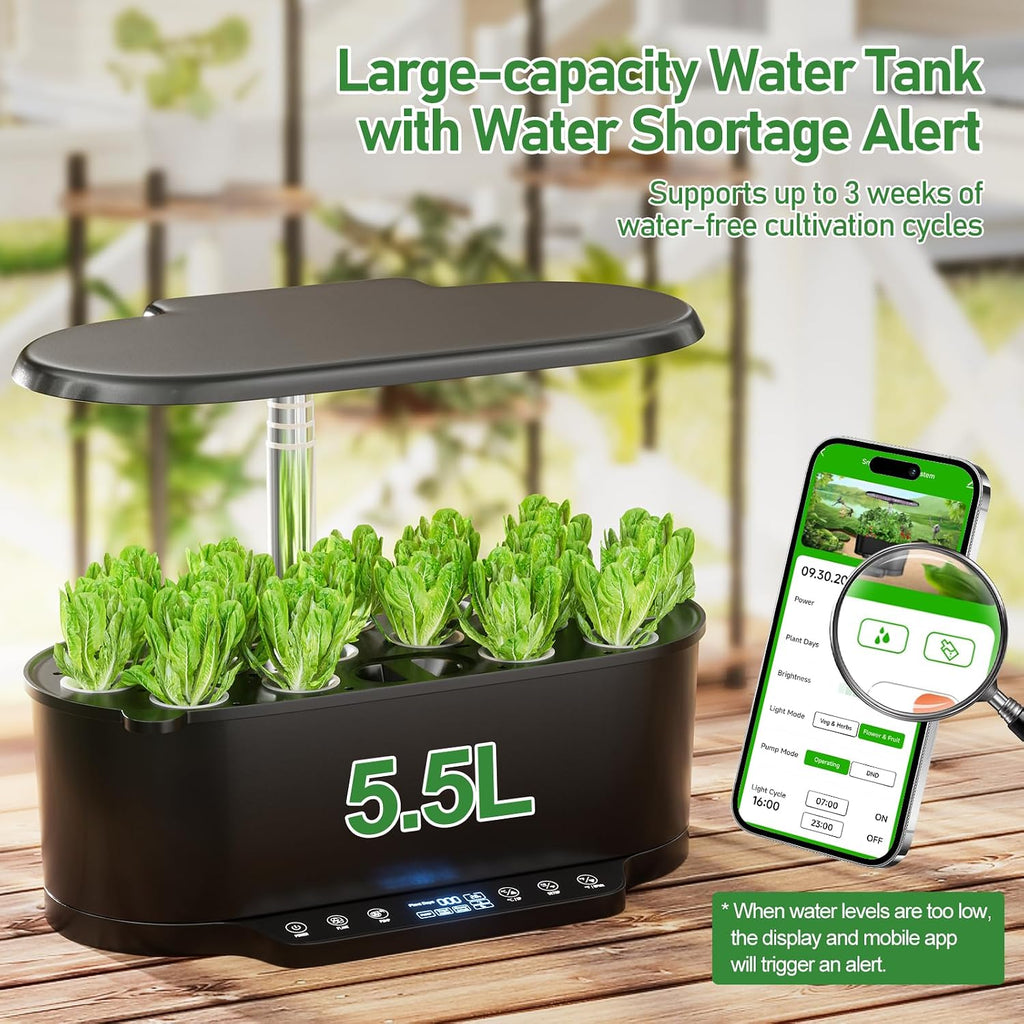 SPECILITE 15 Pods 30" Adjustable Height Hydroponics Growing System Kit | 36W Grow Light, Auto Timer & Pump System, APP