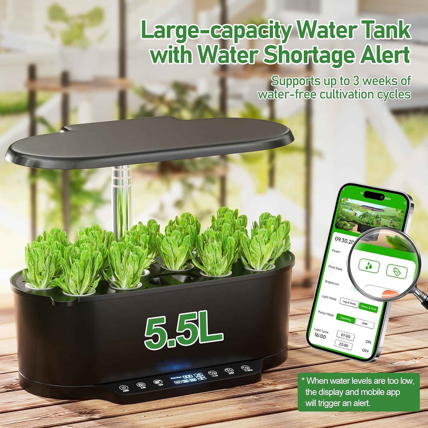 SPECILITE 15 Pods 30" Adjustable Height Hydroponics Growing System Kit | 36W Grow Light, Auto Timer & Pump System, APP