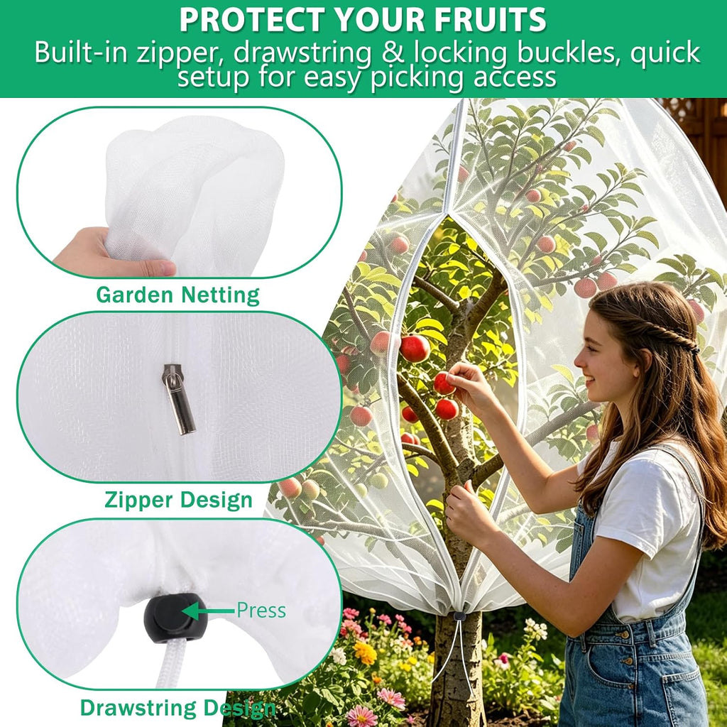 Bird Netting for Garden Protection, 2 Pack 7.21Ft x 5.9Ft Garden Netting | Reusable Fruit Tree Netting, Blueberry