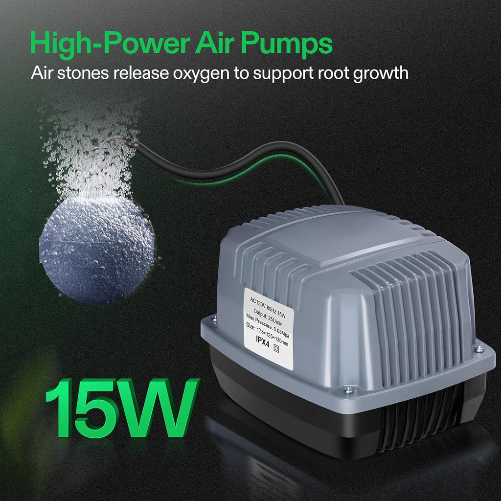 VIVOSUN DWC Hydroponics Grow System with Top Drip Kit 4 Buckets | 5-Gallon Deep Water Culture, Recirculating Drip
