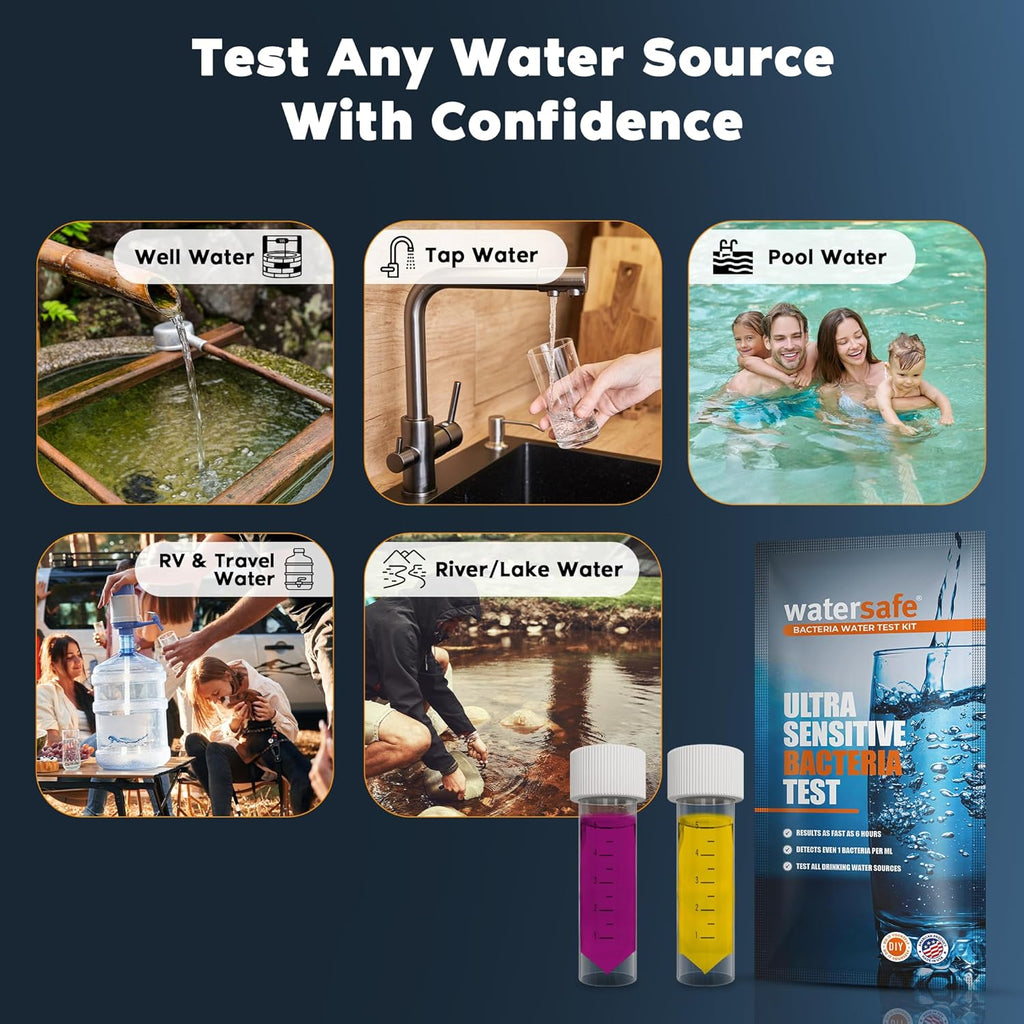 Watersafe® Bacteria Water Test Kit – USA-Made – Results as Fast as 6 Hours – Detects Coliform (Inc. E. coli) &
