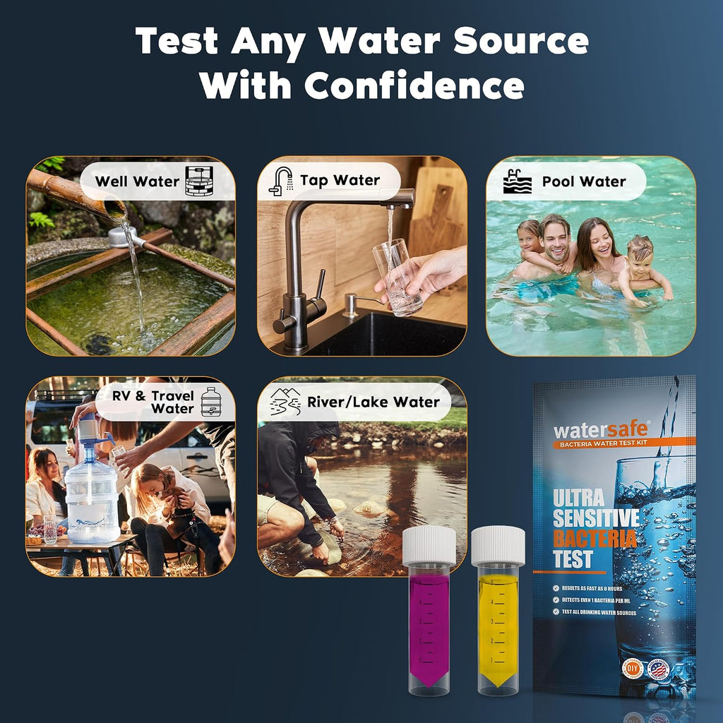 Watersafe® Bacteria Water Test Kit – USA-Made – Results as Fast as 6 Hours – Detects Coliform (Inc. E. coli) &