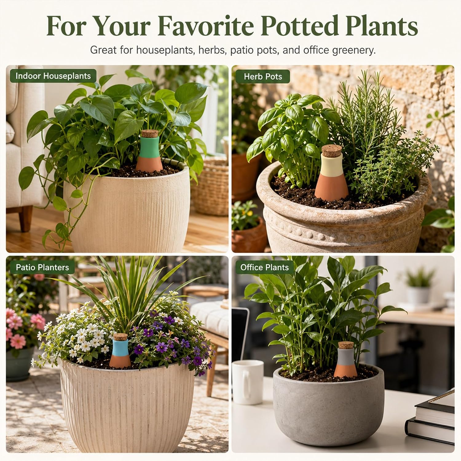 4 Pack Terracotta Olla Self Watering Globes, Clay Slow Release Plant Watering Devices – Self Watering Planter Insert