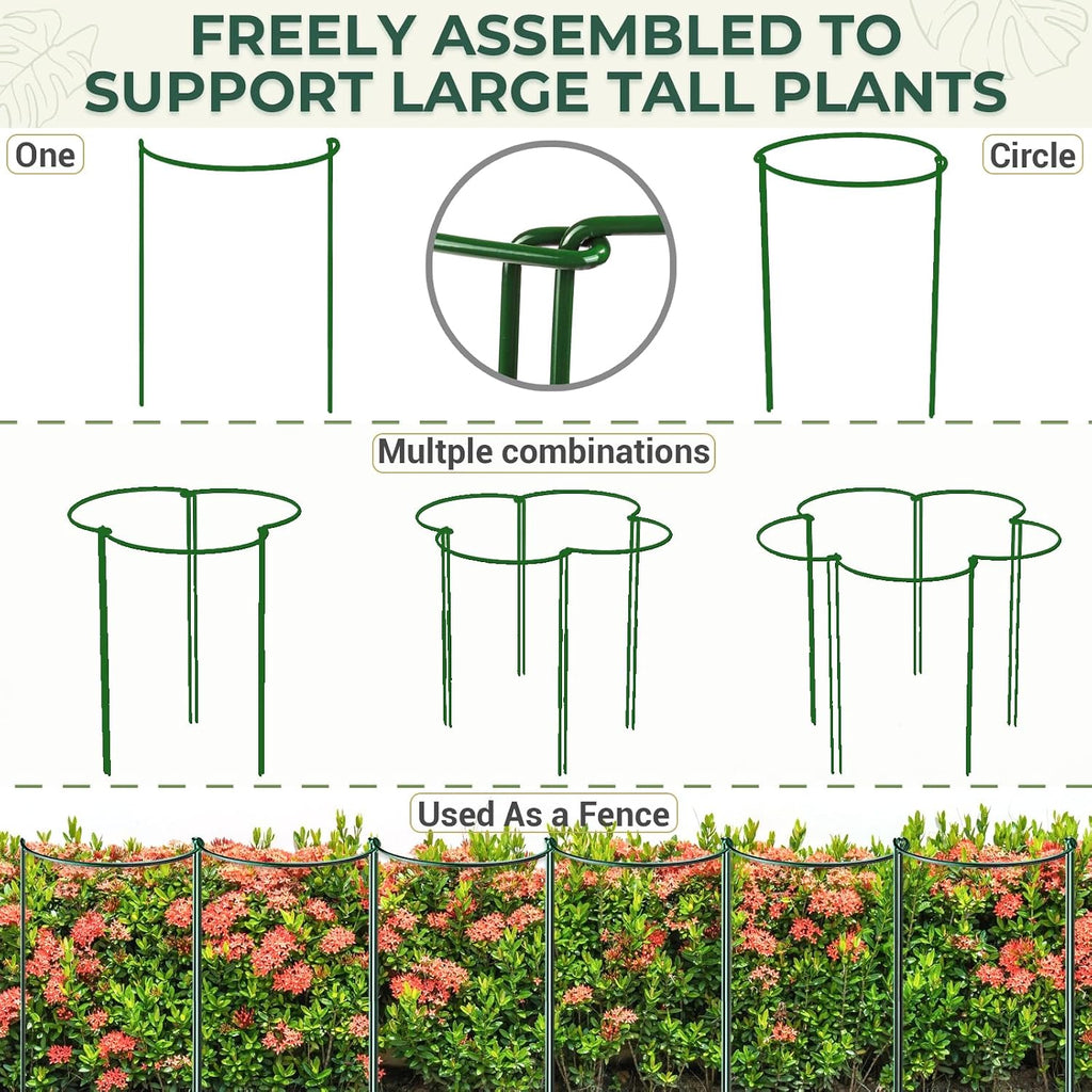 LEOBRO Plant Support, 8 PCS Peony Cages and Supports, Metal Plant Stakes, Plant Supports for Indoor Plants, Outdoor
