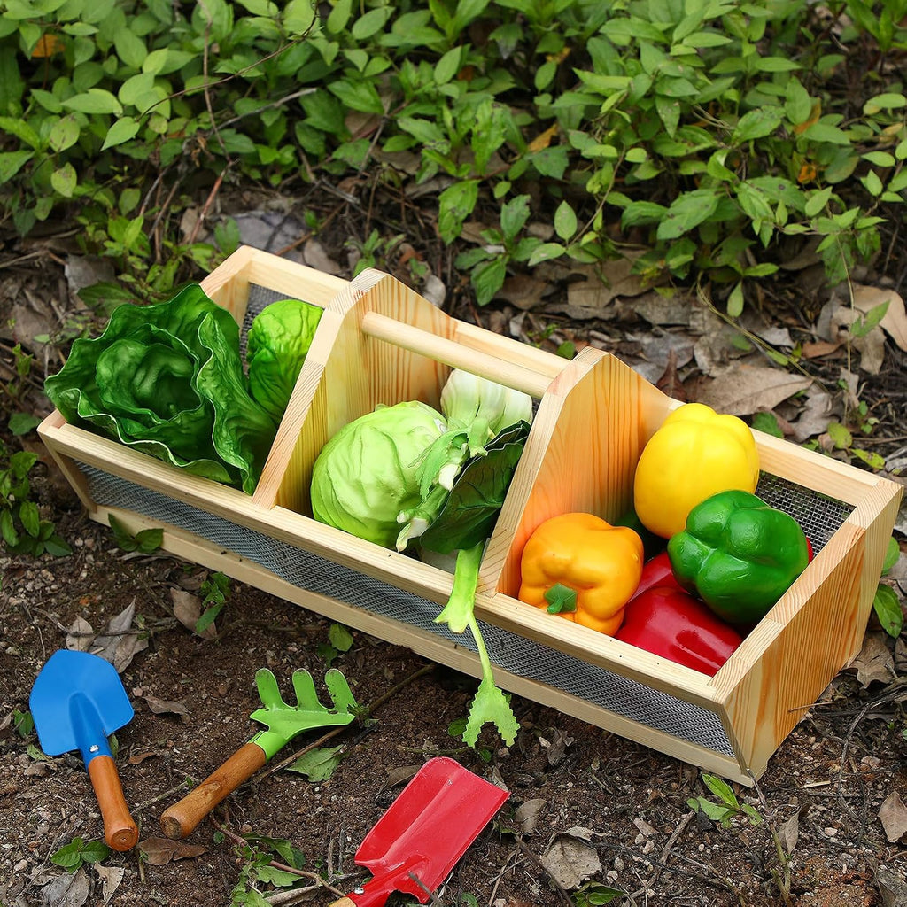 Garden Harvest Basket Gift 20 x 10 x 8 in Vegetable Hod for Gardeners Fruits Veggies Basket with Center Divider