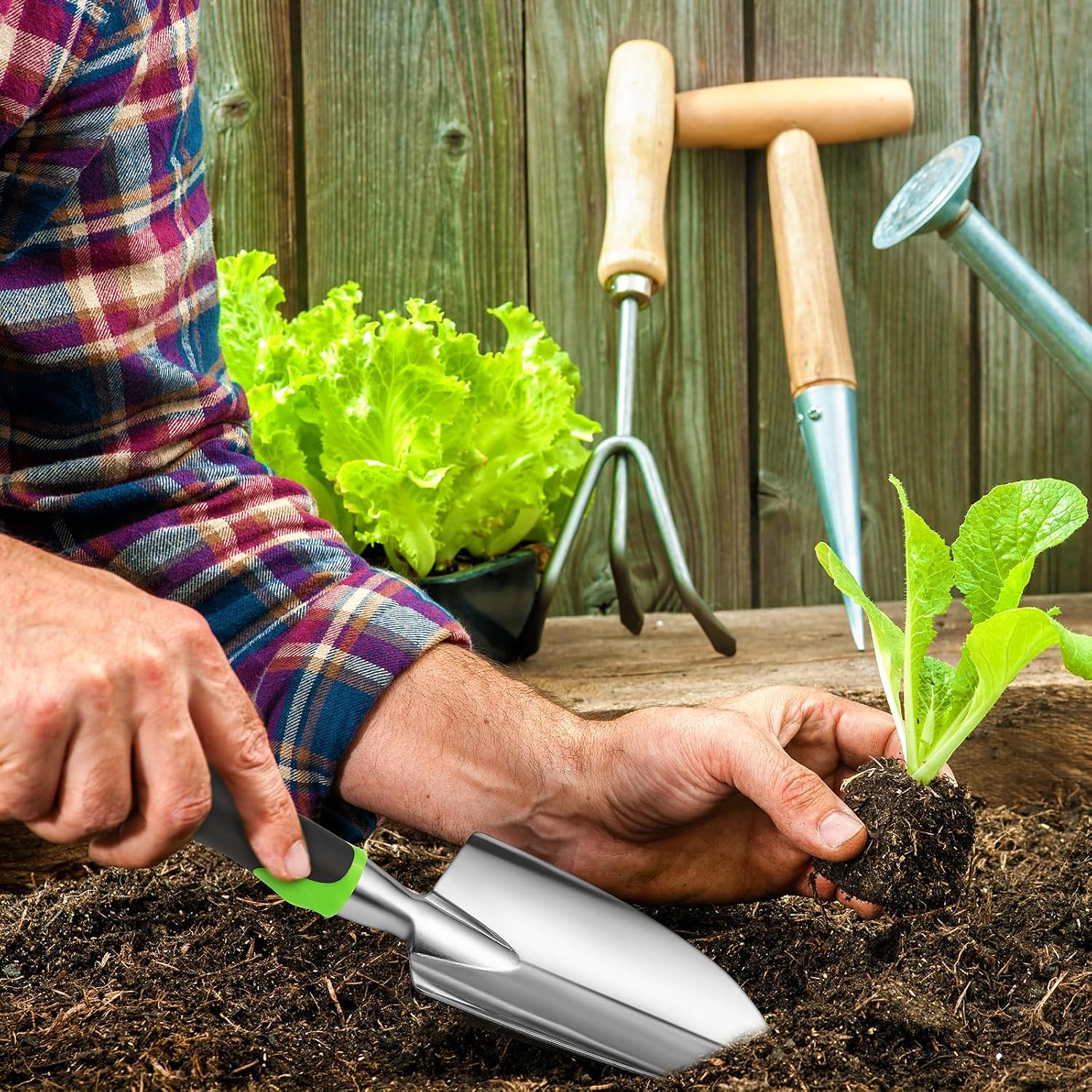 Product Image Yaocom Garden Shovel Aluminum Alloy Heavy Duty Trowel Garden Tool Small Shovels for Digging Metal Hand
