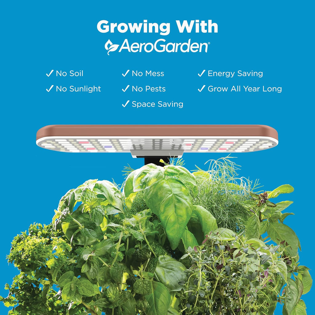 AeroGarden Harvest Lite, Mocha | Soil-free Indoor Hydroponic Garden with LED Grow Light for Year-Round Gardening of up