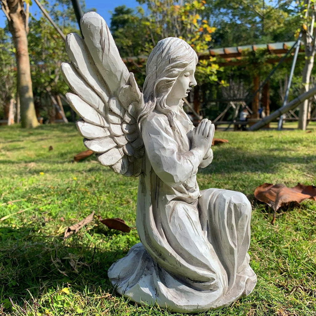 Praying Angel Garden Statue, Religious Fairy Sculpture Waterproof Decorative Figurine Art Decor for Patio, Lawn, Yard