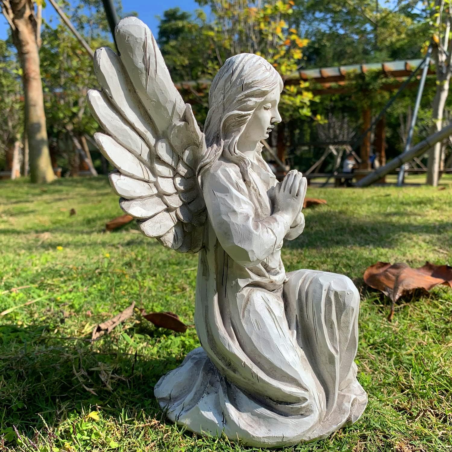 Praying Angel Garden Statue, Religious Fairy Sculpture Waterproof Decorative Figurine Art Decor for Patio, Lawn, Yard