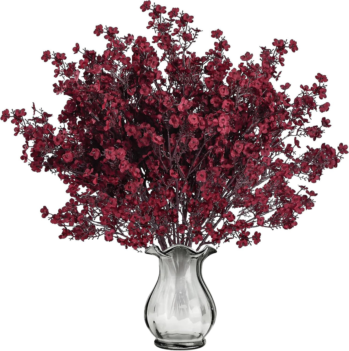 Hananona 10 Pcs Babys Breath Artificial Gypsophila Flowers Halloween Fake Silk Flowers for Home Decor Floral Arrangement Table Centerpieces (10, Burgundy)