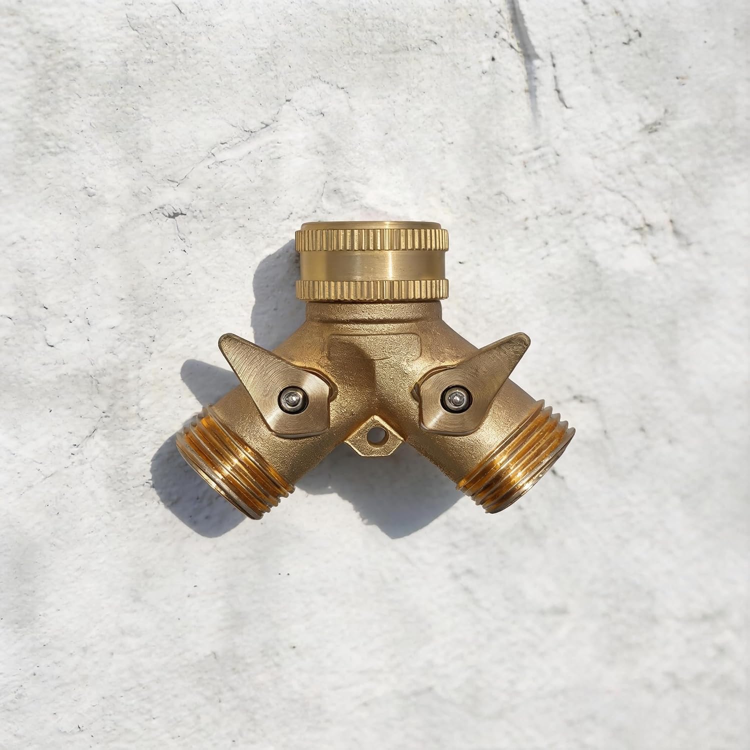 VANCOCO Garden Hose Coiled Spring Protectors, 3/4" Heavy Duty Brass Hose Splitter 2 Way with Hose Spring Protector for