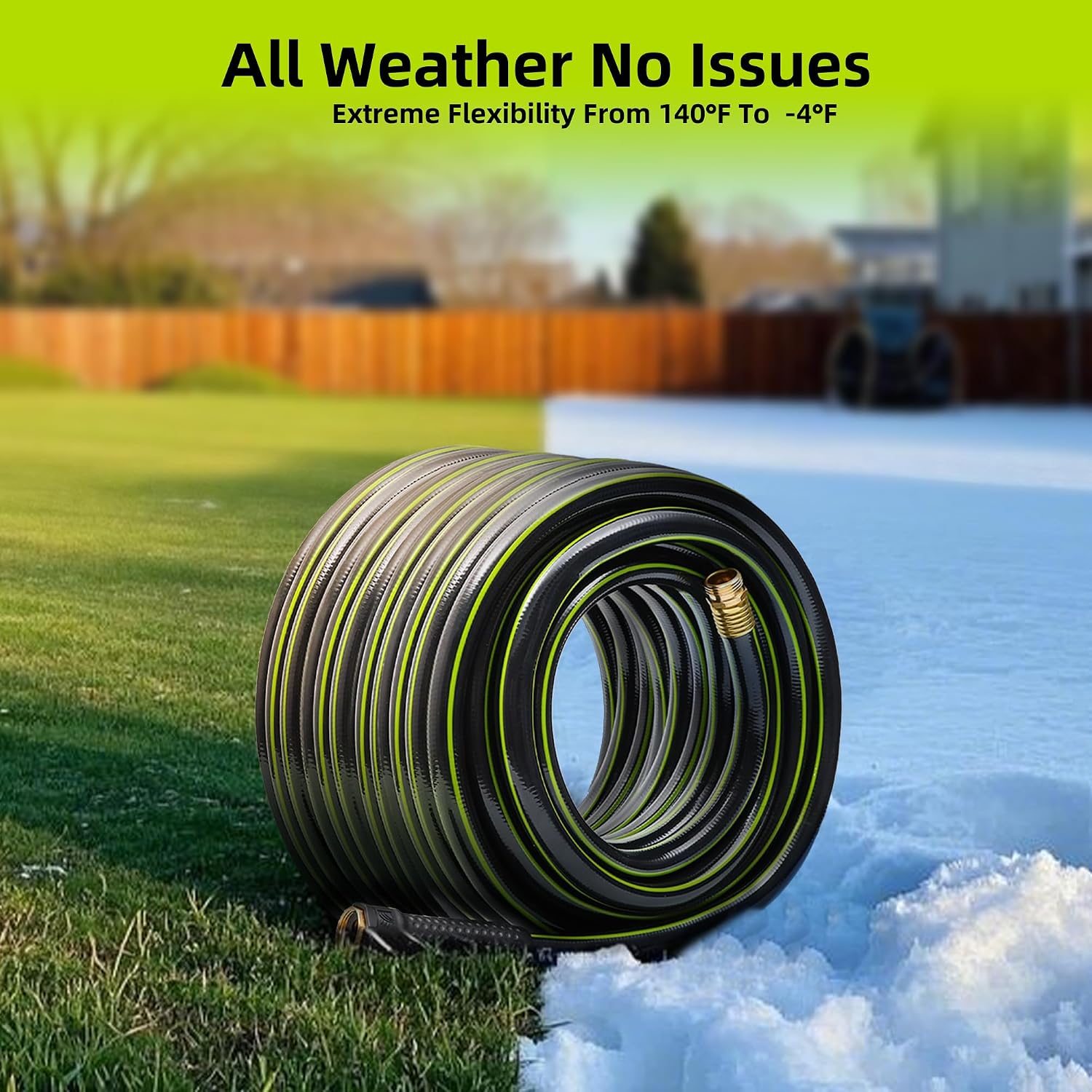 Worth Leader Long Garden Hose 5/8 in. x 50 ft. -No Kink, Flexible, Leakproof, Male to Female Fittings -Heavy Duty
