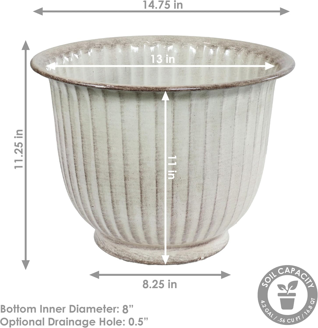 Sunnydaze Carlotta 14.75 in Outdoor Plant Pot Set - Matte Brown - Set of 4 | 4.2-Gallon Capacity - Rust-Resistant Metal