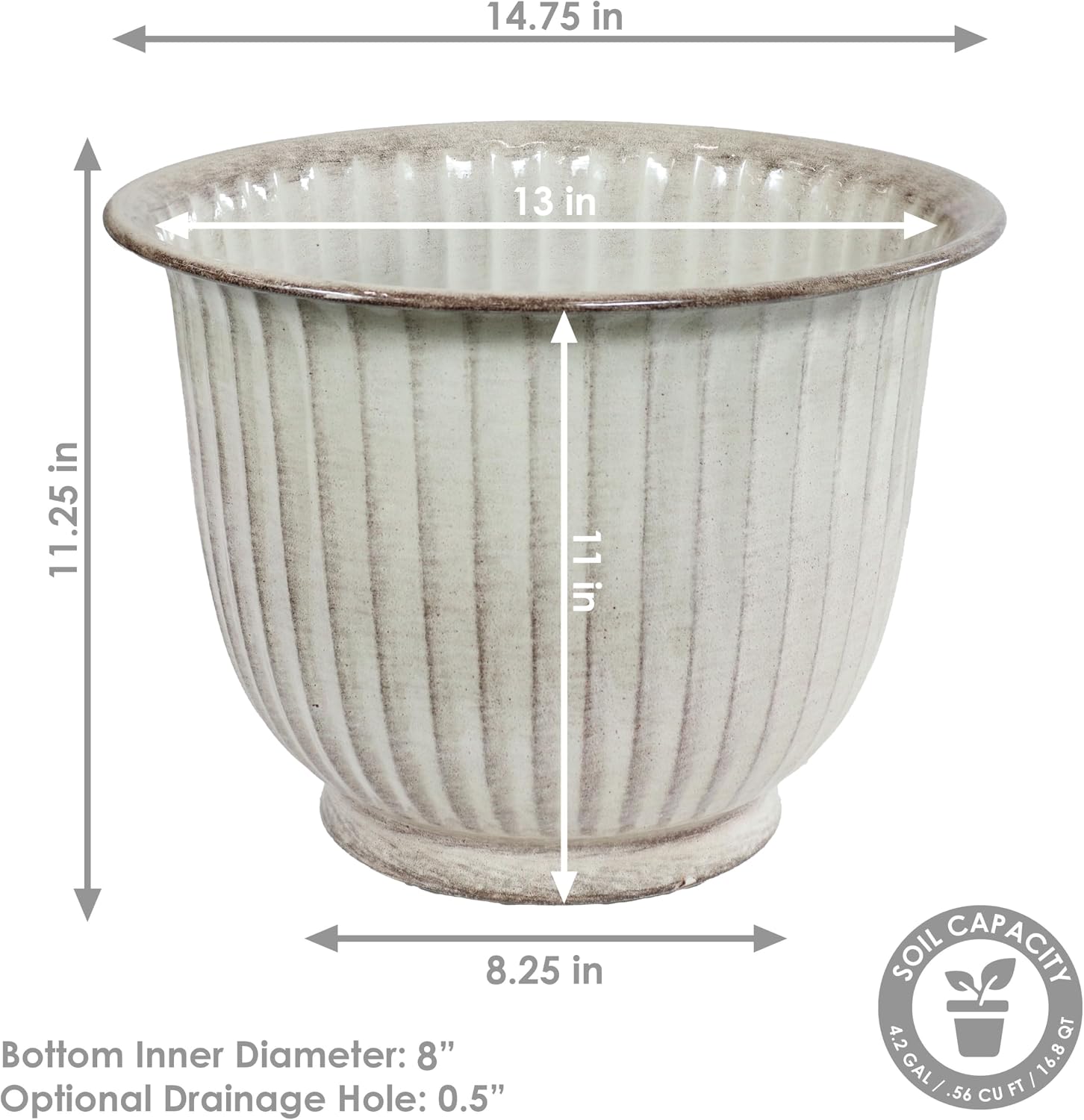 Sunnydaze Carlotta 14.75 in Outdoor Plant Pot Set - Matte Brown - Set of 4 | 4.2-Gallon Capacity - Rust-Resistant Metal